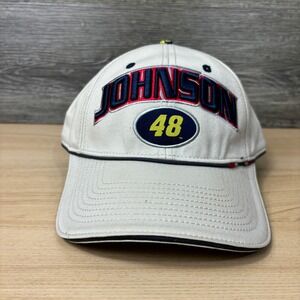 VINTAGE Nascar Hat Cap Strap Back Tan Jimmie Johnson Lowes Racing Team